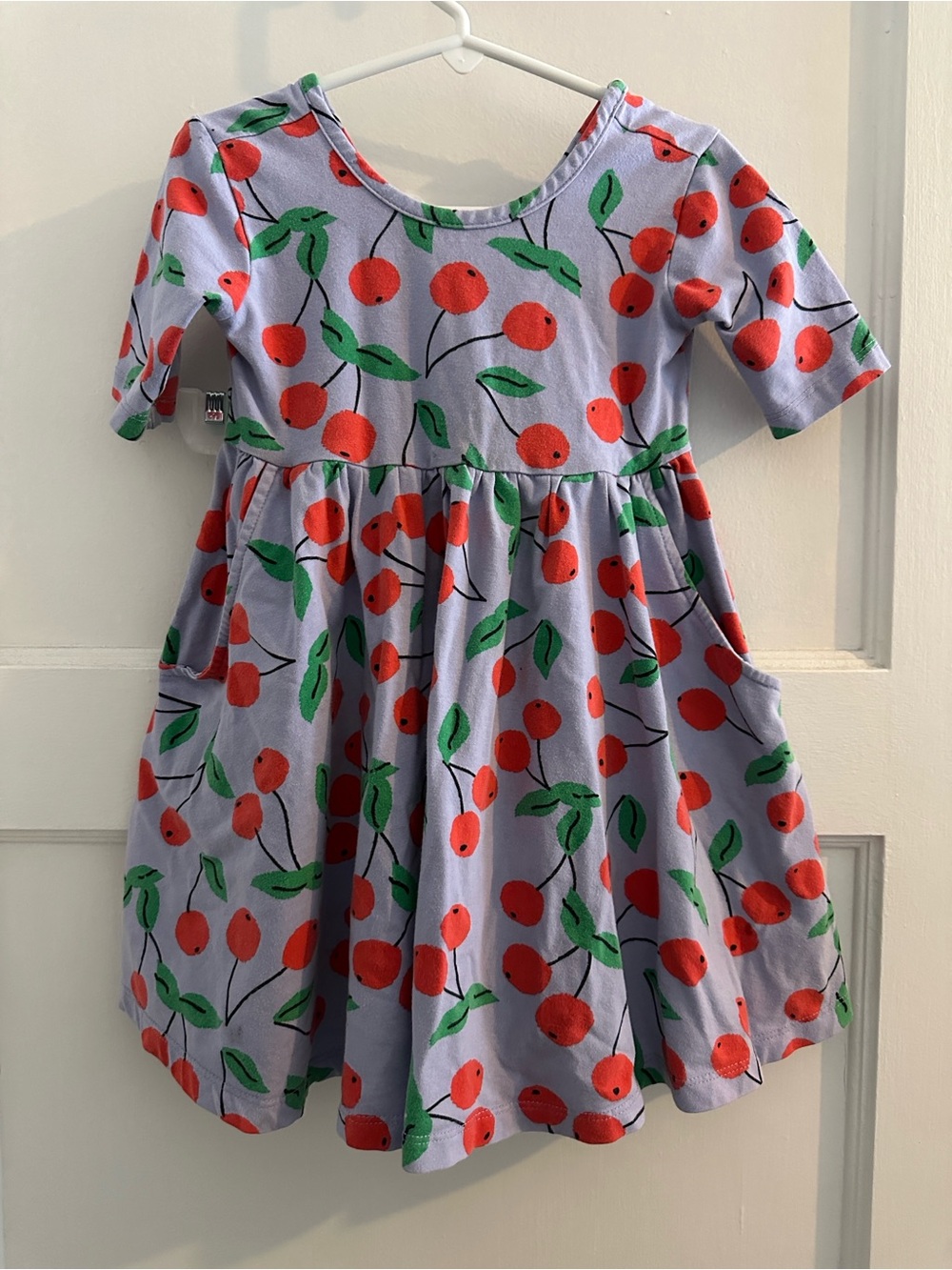 Hanna Andersson Girls Cherry Cheer Print Skater Dress with Pockets 4 Flaws